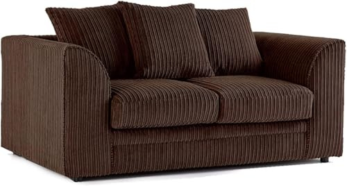 Sofa Selection’s Jumbo Cord Scatter Back 2-Seater Sofa | Luxurious Scatter Back 2-Seater Sofa in Brown Soft Cord Fabric Elevate Your Space with a Compact yet Comfortable Seating (Brown, 2 Seater)