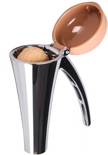 Affdeup Nutcracker: Effortlessly Cracks Large to Medium Nuts, Heavy Duty Nut Cracker tool with Splash-Proof Brown Lid, Long Ergonomic Leverage & Spring Return walnut pecan cracker