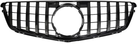 Front Kühlergrille Frills Für Benz C-Klasse C204 W204 2007 2008 2009 2010 2011 2012 2013 2014 Schwarz Glänzender Frontkühlergrill Im GT-Stil Facelift Grill