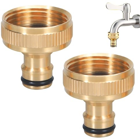 2 Raccord Tuyau D'arrosage en Laiton | Adaptateur Robinet Tuyau Arrosage 1 Pouce | Embout Tuyau Arrosage en Métal Robuste | Raccords Rapides pour les Raccordements D'alimentation en Eau du Jardin