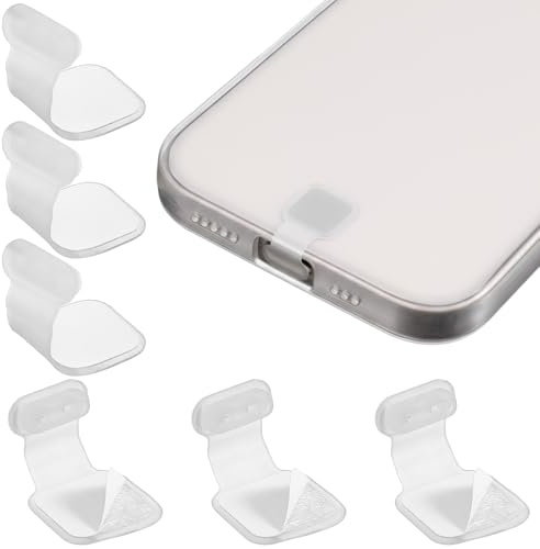 TIESOME USB C Schutzkappe, durchscheinend Typ C Port Staubschutzkappen Entfernbarem Kleber Silikon USB Staubschutz Abdeckung Staubstecker für Meiste Typ-C Handy Tablet Zubehör(6 durchscheinend)