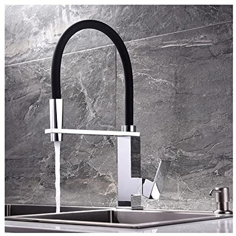 Flexibler Küchenarmatur aus Chrom-Messing-Gummi – herunterziehbar mit fester Halterung, 360°-Drehung für Kalt-Warm-Spülbecken-Mischbatterien, Küchenspüle-Wasserhähne (mit Schlauchgröße 3–8)