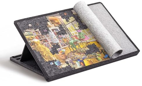 Lavievert 1000-teiliges geneigtes Puzzlebrett mit Deckel, dreistufig verstellbarer Puzzletisch, leichte Filz-Puzzlematte mit Ständer, tragbare Puzzle-Aufbewahrungsbox für einfachen Transport und Lager