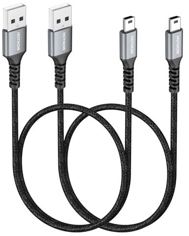 HOTNOW Mini USB Kabel Kurz 50cm 2Stück, USB 2.0 A auf USB Mini B Datenkabel | Kompatibel mit PS3 Controller, Dash Cam, Garmin Nuvi GPS, Blue Yeti, GoPro Hero 3+, PDAs, MP3/MP4 Player