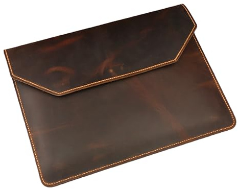 Leder Laptop Hülle kompatibel mit MacBook Air, Pro & Neo, Vollleder | Vollleder Laptop Sleeve mit Handnaht, weiches Futter, Patina & Magnetverschluss