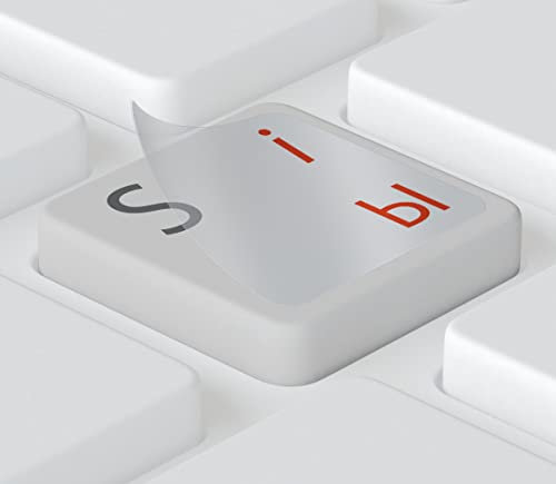 Keystickers® | 14x14mm - Oben | Ukrainische Aufkleber für PC/Laptop & Notebook Tastaturen, transparente matte Folie | Farbe: ROT | ?????????? ???????? ?? ?????????? | Ukrainian Keyboard Stickers