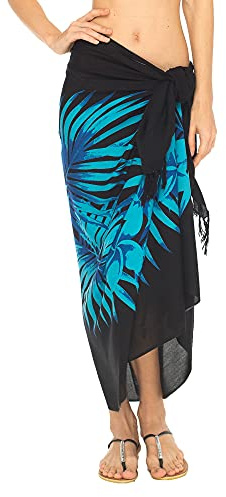 SHU-SHI - Palm Tree Beach Sarong - for Women - Swimsuit Cover-Up with Coconut Clip