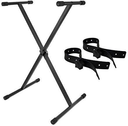 Tiger Single Braced Keyboard Stand with Securing Straps