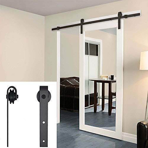 Flyelf Quincailleri Kit de Rail pour Porte Coulissante, pour Portes Coulissantes Ensemble Industriel Porte Suspendue, en Acier Carbone (300 cm, Fleur de prunier)