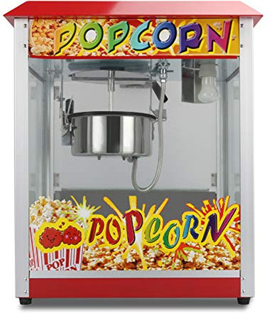 Electric Popcorn Machine, 1360w Commercial Popcorn Maker Tempered Glass Cover and Non-Stick Coating for Heat Preservation Lighting, Large Capacity Popcorn Machine