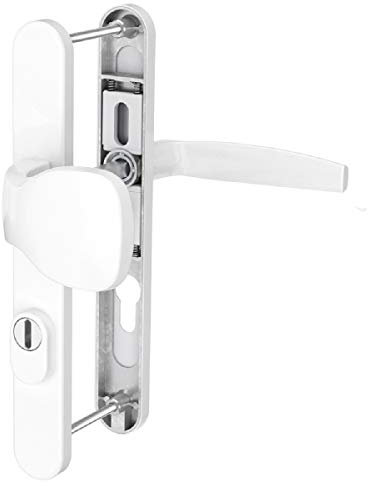 Langschildgarnitur Schmalrahmengarnitur Weiß mit Kernziehschutz Profilzylinder 92mm Haustürbeschlag Nebeneingangstürbeschlag Türdrücker (Knopf/Drücker, Türstärke 87-102mm)