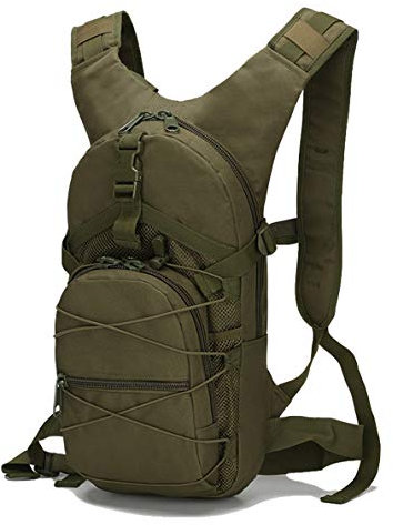 WANDOUSEN Militär Camo Bike Rucksack 15L Outdoor Wasserdicht Mehrfatasche Dauerhaft Taktische Trekking Hoher Dichte Oxford MOLLE-System Wanderrucksack Bergsteigen Tasche Army Backpack Armeegrün