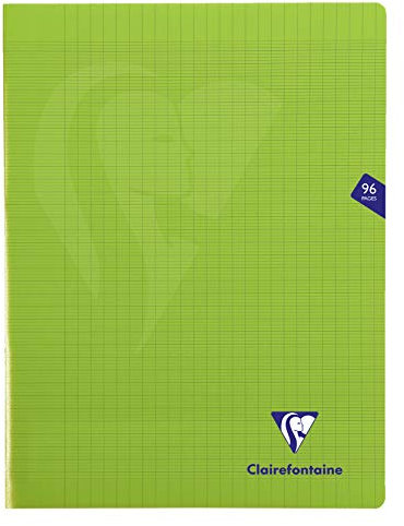 Clairefontaine 303361C Lot de 10 Cahiers Agrafés Mimesys - 24x32 cm - 96 Pages Grands Carreaux - Papier Blanc 90 g - Couverture Polypro Transparent - Couleurs Aléatoires