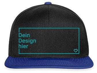 Spreadshirt Personalisierbare Cap Selbst Gestalten mit Foto und Text Wunschmotiv Snapback Cap, One Size, Schwarz/Königsblau