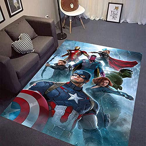 KIKCY Teppich für Kinder, rechteckig, Anime, Marvel Captain America, Hulk, für Schlafzimmer, Wohnzimmer, rutschfeste Bodenmatte (140 x 200 cm)