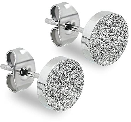 Max Palmer® Runde Ohrstecker mit Platte in Diamant-Optik | 4 Farben [01.] - silber