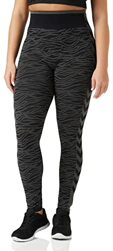hummel Damen Hmlmt Saga Seamless Mw Tights Leggings, Black/Asphalt Melange, M EU