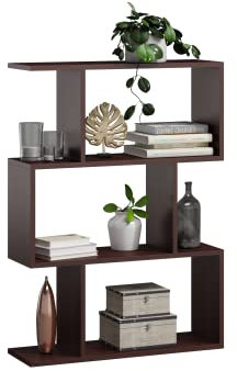 MATKAM Wandregal Hängend - Regal Wand B:76,4 H:107 T:28cm - Hängeregal mit modernem Design - Bücherregal Wand für Wohnzimmer, Schlafzimmer oder Jugendzimmer - Bücherregal Hängend - Wenge