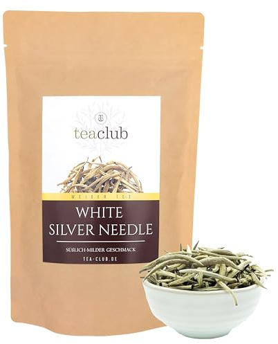 TeaClub White Silver Needle Weißtee Lose 50g – Weißer Tee Chinesisch | Chinesischer Weißtee mit Blattknospen, blumig-süßer Geschmack, bis 30L/100g, mehrfach aufgießbar, Loser Weißer Tee