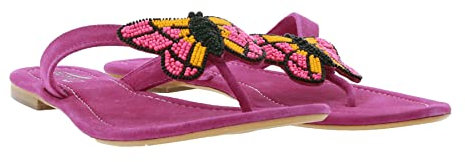 Dockers by Gerli Chanclas de dedo linda mujer ante dianette con mariposa de perlas zapatillas de verano zapatos fucsia tamaño:37, Rosa., 37 EU