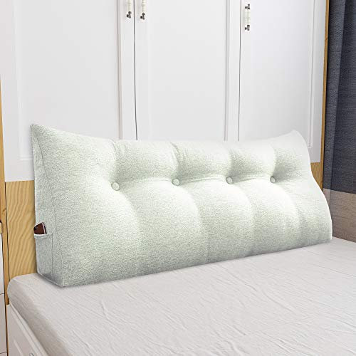 VERCART Bett Kopfteil Kissen Groß für Bett zum Anlehnen Ruecken Kissen Wandschutz Rückenkissen Bettkissen Dreieck Polster Rückenlehne Sofa Couch Weiß 140cm