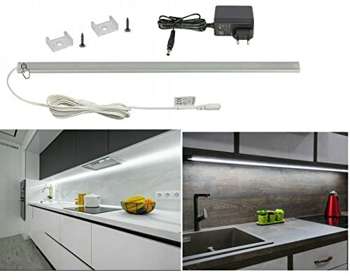 QLS LED Möbelbeleuchtung Unterbauleuchte Innenbereich Schrankleuchte Touch-Schalter Leiste 100 cm 17W neutralweiß für jede Zimmer Küche Garage Auto