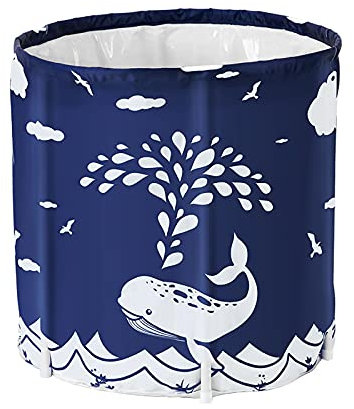 Sinbide Baignoire pliable - Pour adulte - 70 x 65 cm - En plastique - Avec coton isolant - Bleu - Baleine