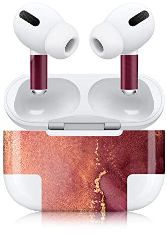 Finest Folia Aufkleber Set kompatibel mit Apple AirPod Pro kabellose Bluetooth Kopfhörer und Ladecase Vinyl Folie Skin Design Cover passgenau R190 (Pro, 19 Marmor Bordeaux)