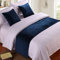 Hotel-Bettläufer und Kissen-Set, optional, weiche Flanell-Bettschals gesteppter Bettüberwurf, einfarbig, Samtbett-Endhandtuch für Queen-Size-Bett, 50 x 240 cm, Blau