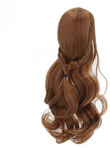 1/3 BJD SD-Puppenperücke, 21–24 cm, hitzebeständige Ersatz-Puppenhaarperücke, lange, tief gelockte Puppenhaarfaser, Puppen-DIY-Perücke mit Pony für 1/3 BJD SD-Puppenperücke Hellbraun