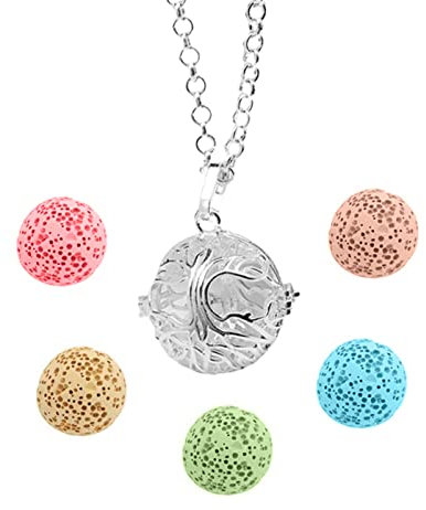 Diffuseur Huiles Essentielles Colliers,Bijoux Aromathérapie Pendentif Arbre De La Vie Collier Aromatherapie Femme Sautoir Femme Fantaisie avec 5 pierres de lave pour aromathérapie et cristallothérapie