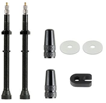 1-Paar Tubeless Value Stems Premium No Leak Tubeless Presta Ventil Stems Kits Mit Integriertem Value Core, Schutzringen Und Ventil Stem Caps Fit Die Meisten Fahrrad Tubeless Felgen (Schwarz,80MM)