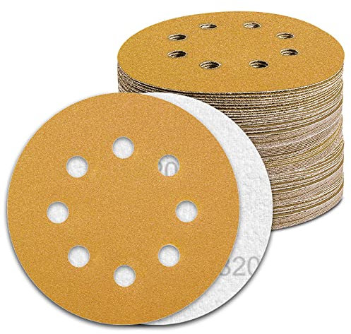 Schleifpapier 125mm Klett Schleifscheiben 320 Körnung 8 Loch 100St. für Exzenterschleifer Schleifmaschine Poliermaschine