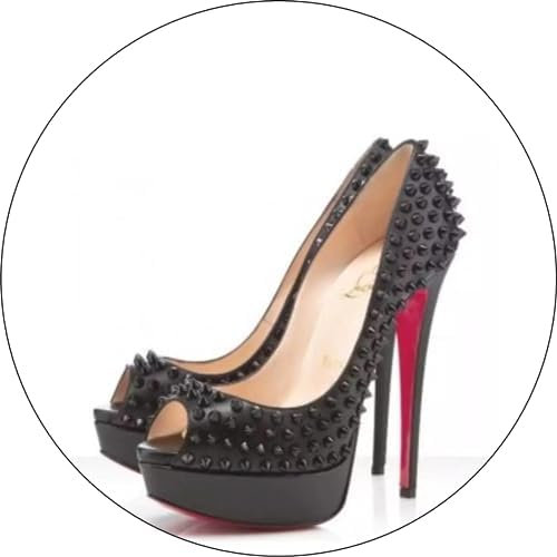 STILETTO SHOE Premium Quality Edible Large 7.5 Inch Round Icing Cake Topper - Text can be Customizable - Make your Celebrations Memorable with Our Delightful Charming Cake Toppers D1