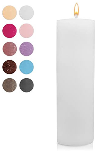 WikaKerzen Stumpenkerze-Rohling - Zur Deko oder zum Basteln & Verzieren - DIY - Taufe, Geburtstag, Hochzeit, Kommunion, Weihnachten - Rustik (Weiß, 25x8cm)