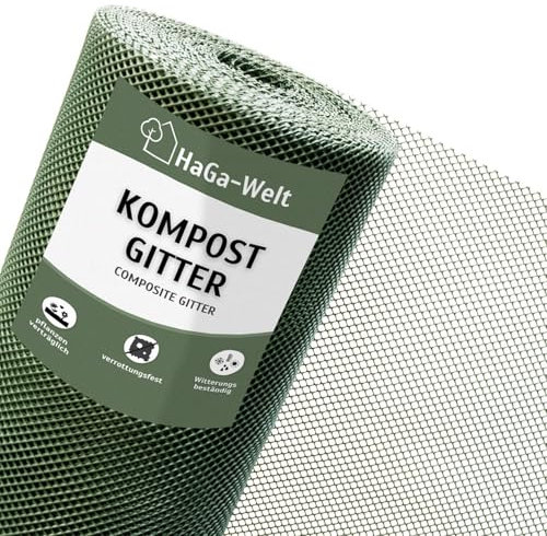 HaGa Kompostgitter 1,2m x 25m - Hochwertiger Kunststoff für Abfall & Recycling - Praktische Größe für Komposter, Schnellkomposter & Thermokomposter