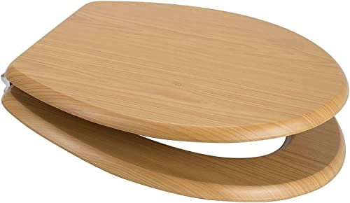 Marco Paul Interiors Marco Paul 18'' Standard Traditional White Wooden MDF Toilet Seat Universal Adjustable to Fit Most Toilets Oval Seat Hinges & Parts Bathroom En-Suite Office Home Replacet (Pine)