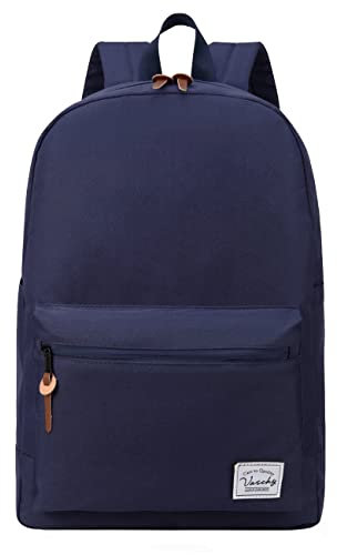 VASCHY Mochila Hombre Mochila Mujer, Mochila Escolar Adolescente Unisex Mochila Casual Ultra Ligero de Poliéster Resistente Al Agua Apto para Portatil 15,6 para Escuela Trabajo Viajes, Azul