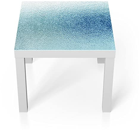 DEQORI Glastisch | weiß klein 55x55 cm | Motiv Milchglas mit Blaustich | ausgefallener Beistelltisch aus Glas | Hochglanz Couchtisch fürs Wohnzimmer | moderner Couch Tisch mit Design