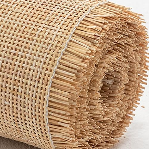 Breites Natürliches Rattan Geflecht Material Rolle, Natur Rattan Stoff Gurtbandrolle Möbel, Rattan Vorgewebtes Offenes Netz Gurtband Rolle Gewebe Netzgewebe für Heimdekoration Stuhl Schrank (40*100CM)
