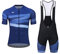 Santic Radsport Set Herren Radtrikot Set Kurzarm Fahrradtrikot Fahrradbekleidung Radsport-Anzüge Trägerhose Atmungsaktiv Schnelltrocknend Blau XXL