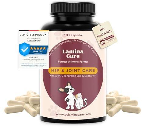 Lamina Care - Supplément Contre l' Arthrose Chien et Chat qui Améliore la Mobilité avec Collagène Glucosamine Chondroïtine et Poudre Moule Verte Chien, Remède Naturel pour Renforcer Articulation Chien