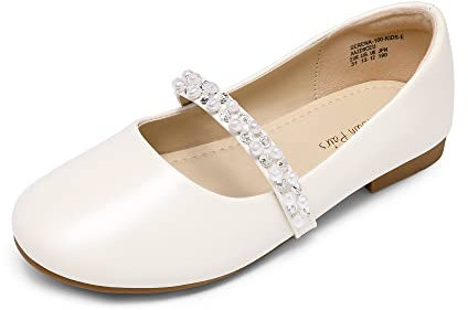 DREAM PAIRS Kids Ragazze Mary Jane Ballerine Scarpe Basse Bambina Cinturino Princess Scarpe Basse Scuola Bambina Avorio SERENA-100-KIDS-NEW-E Taglia 36 (EUR)