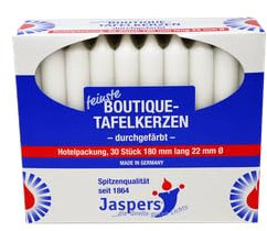 Boutique-Tafelkerzen weiß 30er Pack durchgefärbt