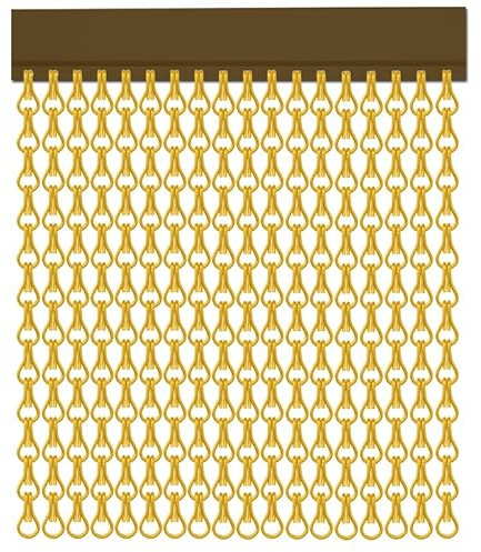 P T PERTONI TENDE Krismar Kettenvorhang aus Aluminium, Insektenschutz, Höhe 230 cm x 90 cm, goldfarben