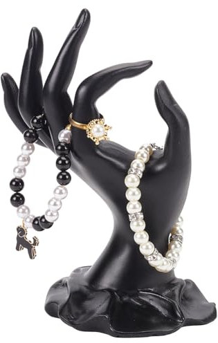 PH PandaHall Ringhalter Hand Schmuckhalter Aus Kunstharz Ring Ausstellungsständer OK Gesten Mannequin Händehalter Für Die Präsentation Und Aufbewahrung von Schmuck Ring Und Armband Schwarz