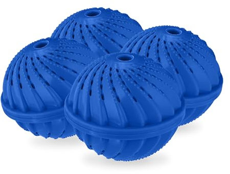 Relaxdays Waschball, 4er Set, Waschkugel für Waschmaschine, ökologisch, hautfreundlich, Waschen ohne Waschmittel, blau