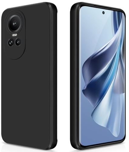 GiiYoon Cover per Oppo Reno 10 5G / Reno 10 Pro 5G Custodia in Silicone, Custodia Antiurto Case Sottile in Silicone TPU con Strato Interno in Fibra e Protezione della Fotocamera, Nero