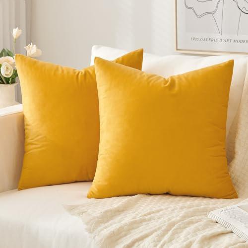 Slozzi 2er Set Samt Kissenbezüge Haushalt Dekokissen Dekorative Kissenhülle Weich Sofakissen für Sofa Schlafzimmer Wohnzimmer 40x40 cm Orange