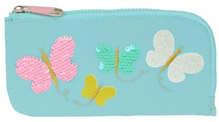 Safta Moos Butterflies Federmäppchen, flach, recycelbarer Stoff, für Kinder, ideal für Kinder im Schulalter, bequem und vielseitig, Qualität und Widerstandsfähigkeit, 23 x 1 x 11 cm, Hellblau